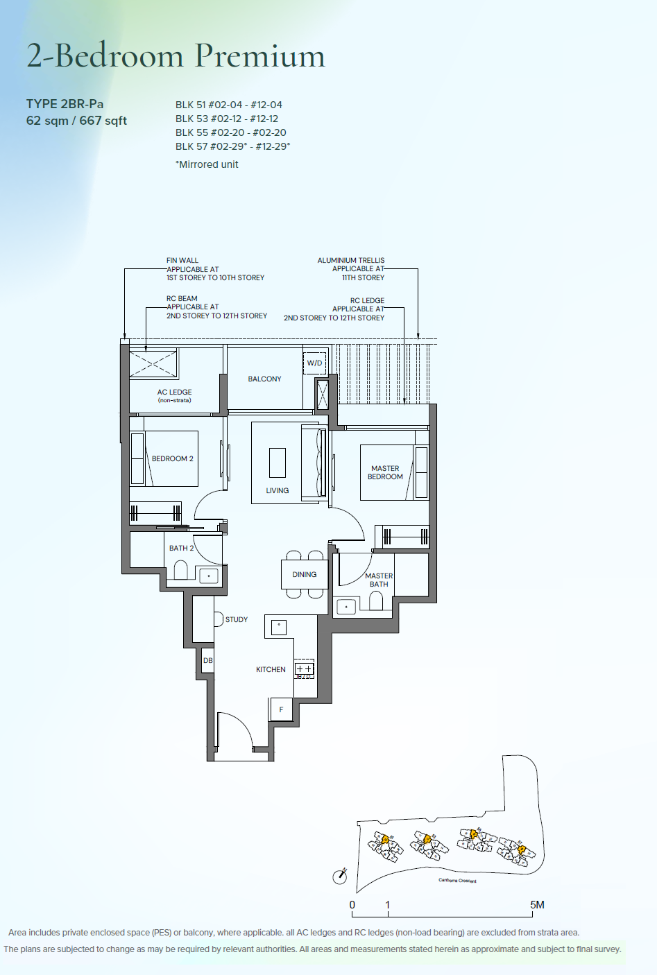 Canberra Crescent Residences 2BR-Pa floor plan