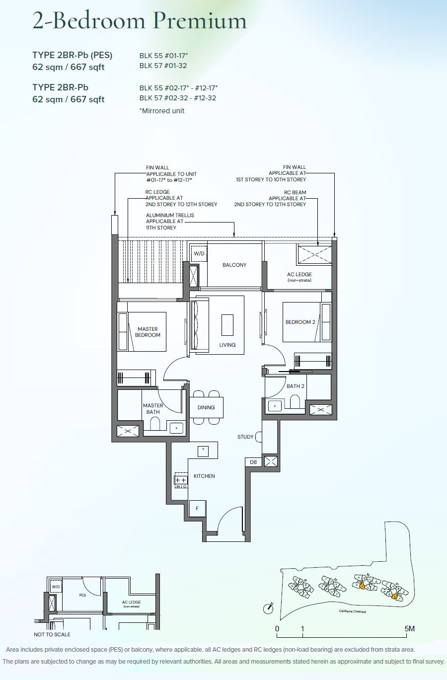 Canberra Crescent Residences 2BR-Pb floor plan