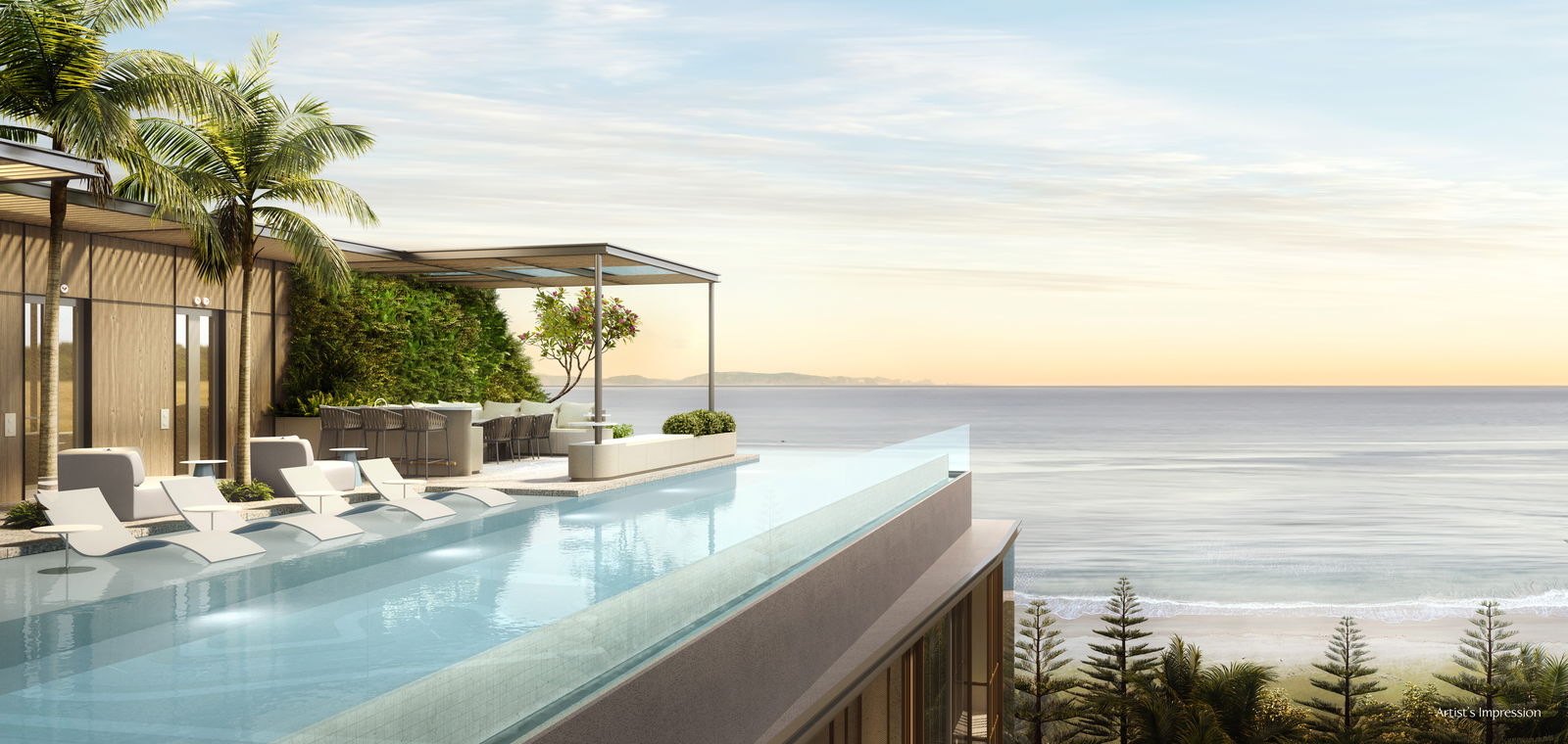 The Shorefront development surrounded by tropical greenery